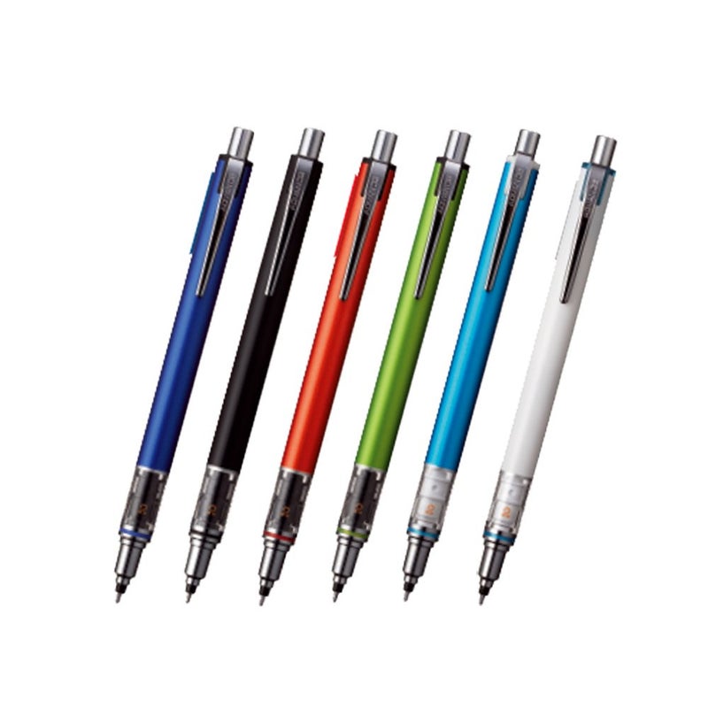 Uni Mechanical Pencil Kurutoga Advance 0.5mm 6-Pencil Bundle Set, Navy M55591P.9, Black M55591P.24, Red M55591P.15, Lime Green M55591P.5, Blue M55591P.33, White M55591P.1